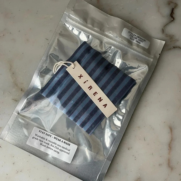 Xirena Men’s Face Mask Cloth Fabric Stripe New NWT - Picture 2 of 3